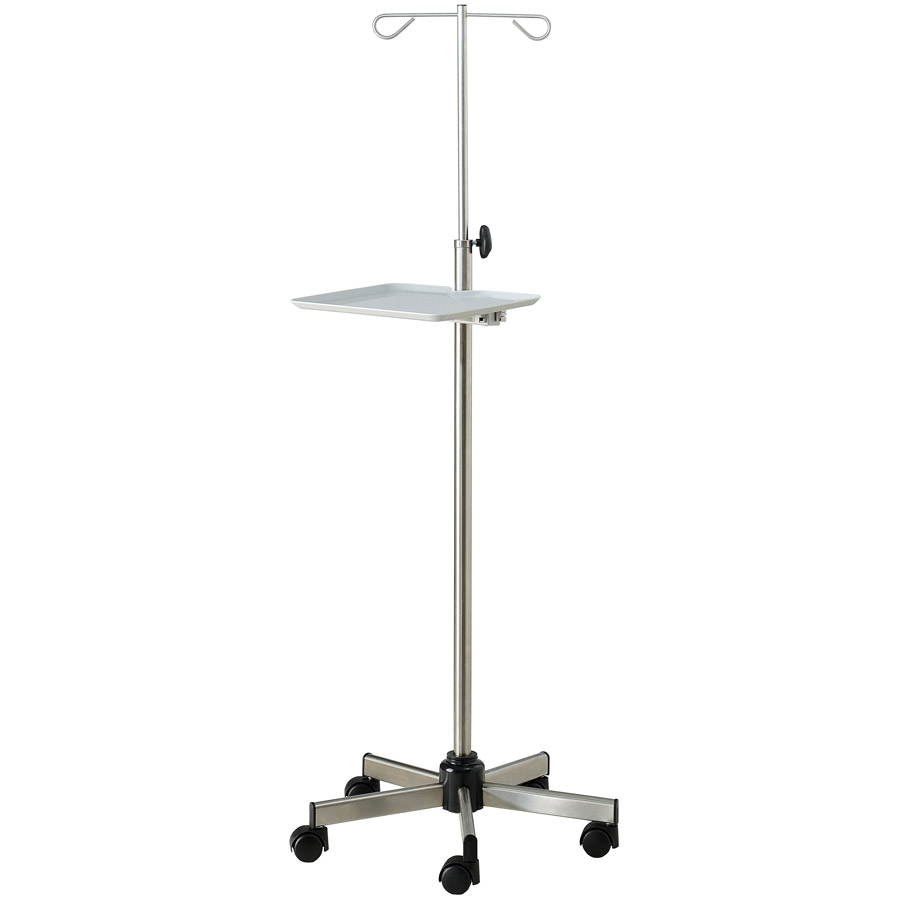 POTENCE (PORTE SERUM) PIED D’ARRAIGNEE AVEC PLATEAU PERFORE